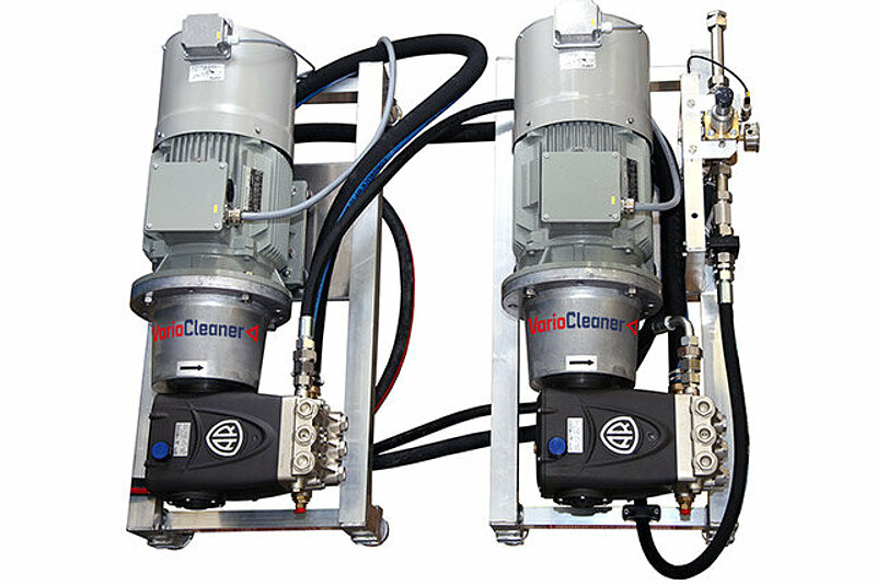 Doppelfrequenzhochdruckreiniger mit 8.400 Litern je Stunde für punktgenaues Waschen von Lebensmittelbehältern. Bis zu 8 Wäscher können gleichzeitig effizient waschen.